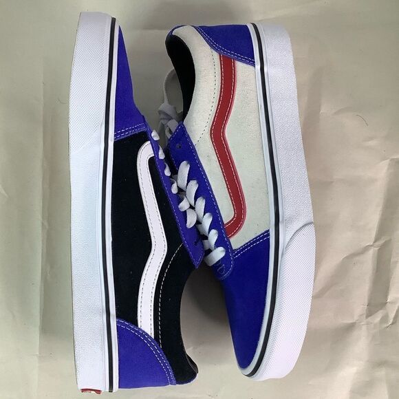 New! VANS WARD SKATE SHOES Rally Suede Blu/Wt/Blk Lace Tie Low Top Men Sz 8.5 - Picture 4 of 10